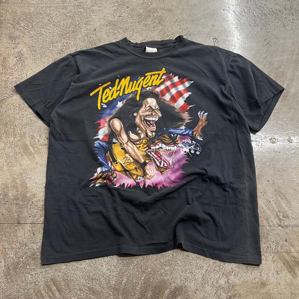Vintage TED NUGENT Annual Whiplash Bash Censored 100% Cotton T Shirt. Size XL